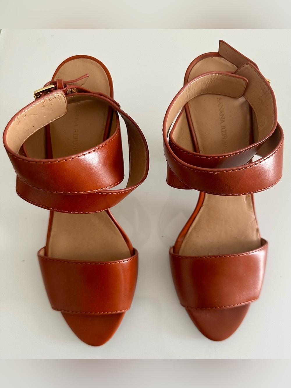 Banana Republic Brown/Coniac Leather Ankle-Strap Sandals